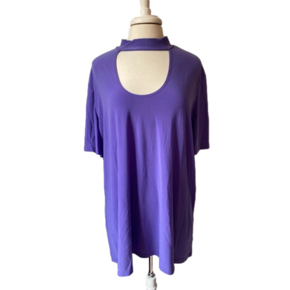 Slinky Brand NWOT 2 PACK Retro Vibrant Purple Choker Collar Soft Travel Tunic 3X - Picture 2 of 15